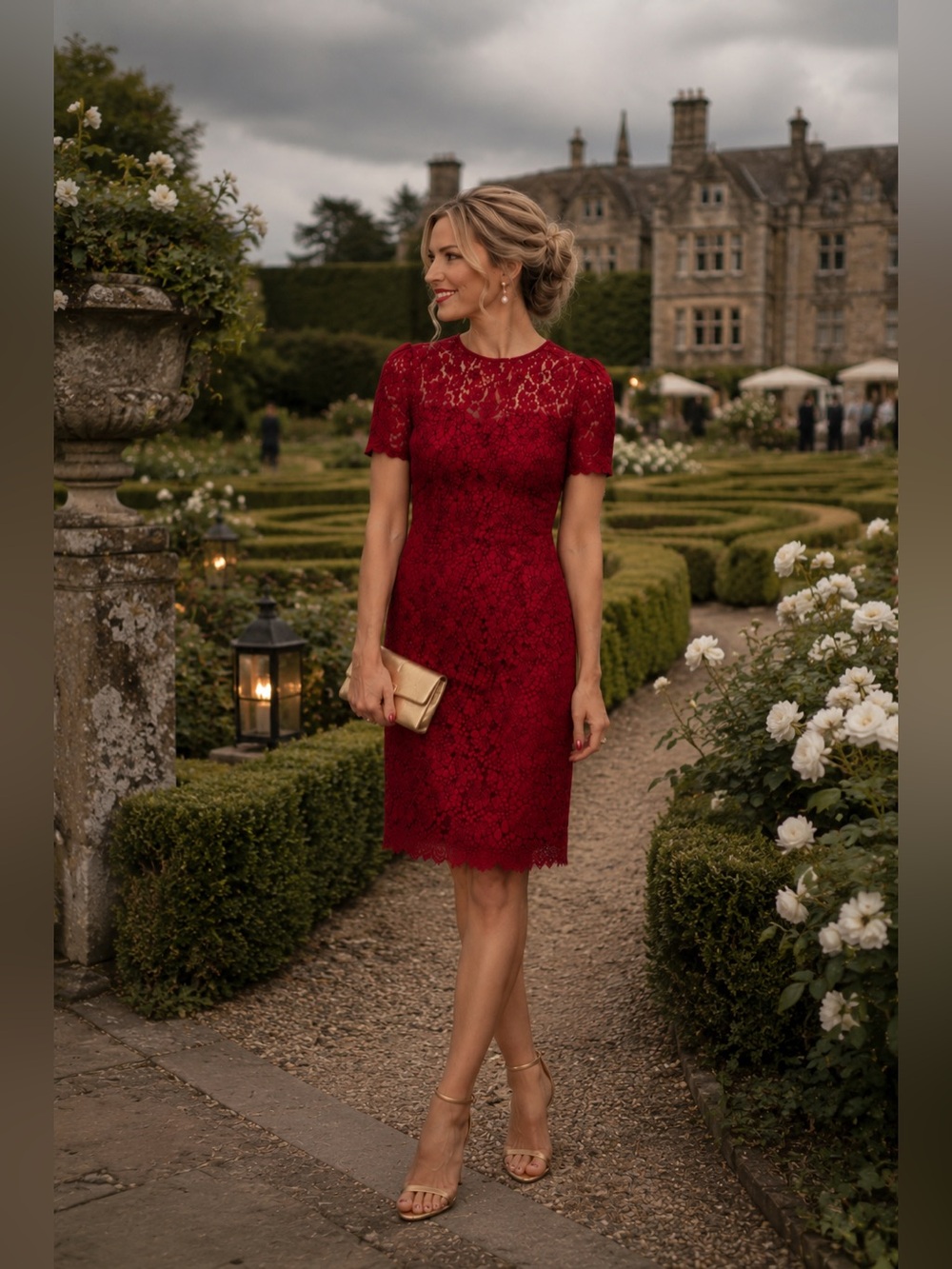 Draper James Regal Red Lace Sheath Dress Size 8 Reese Witherspoon Cocktail - Picture 2 of 12